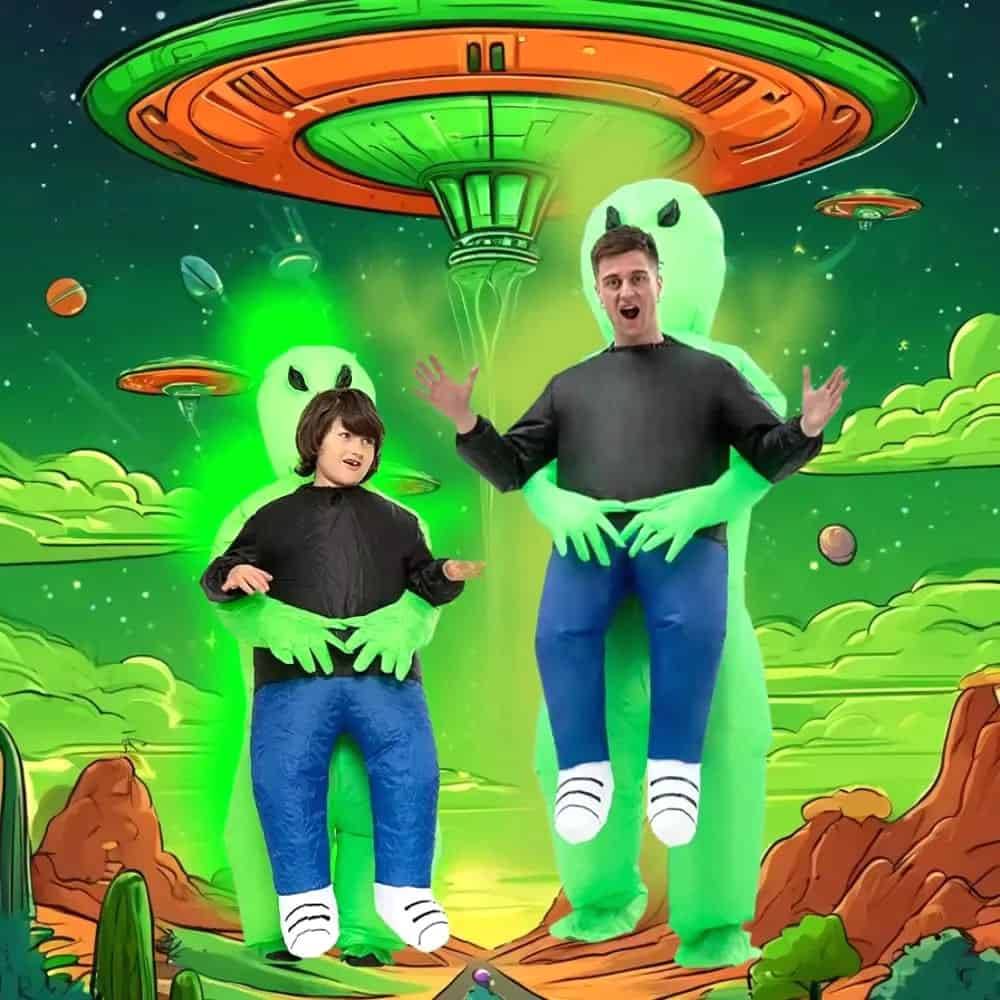 RHESHIN Costume Gonflable Alien Vert - Déguisement Amusant Adulte Pour Halloween, Cosplay, Noël Et Fêtes